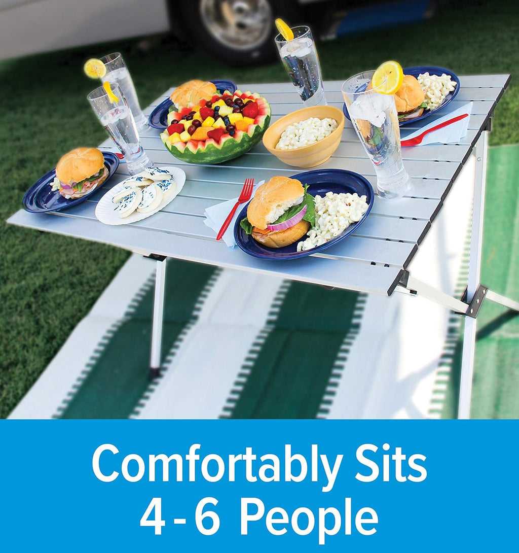 Aluminum Roll-Up Campsite Table with Carrying Bag Q867856