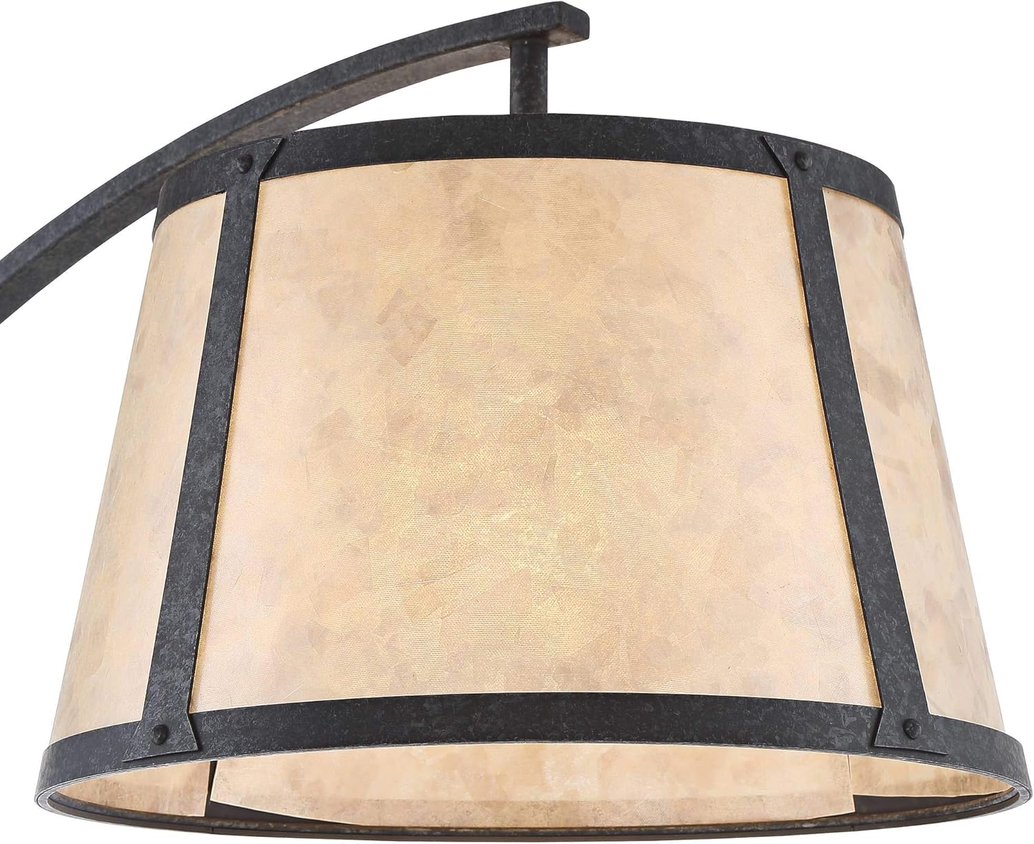 Tall Arched Floor Lamp Dark Gray Black Wood Mica Drum Shade E185