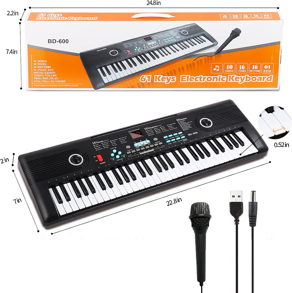 61 Keys Portable Electronic Digital Piano Keyboard with Built-In Speaker Microphone, Pack of 2 N575636