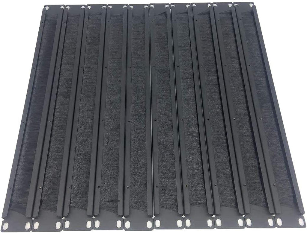 10 Pack 1U Horizontal Rack Mount Cable Management Panel with Cable Entry Brush Black C1010