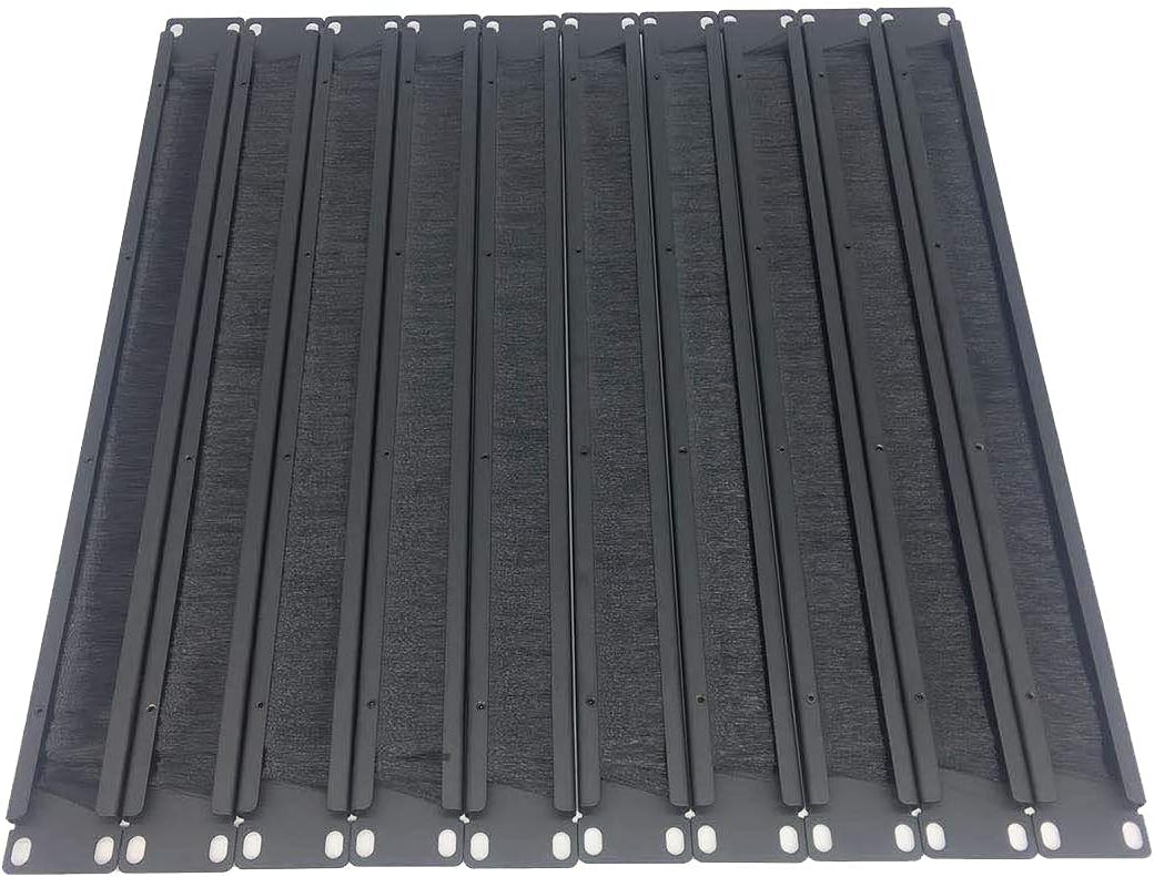 10 Pack 1U Horizontal Rack Mount Cable Management Panel with Cable Entry Brush Black C1010
