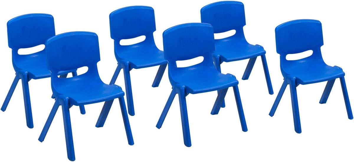 Blue Plastic Stackable Kids Chairs, 4 Pack, 11 inch Seat Height H7885