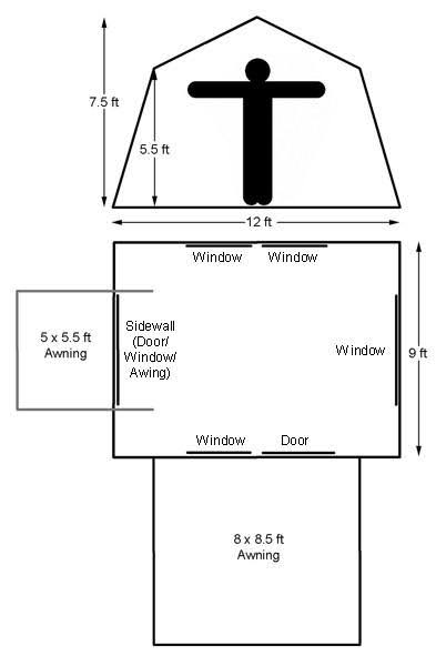 6-Person Cabin Tent with Deluxe Awning W2965