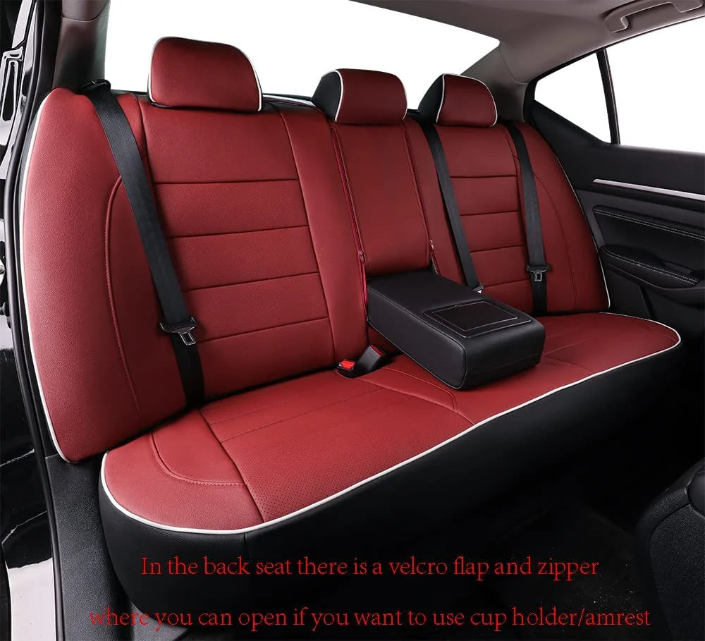 Burgundy Leatherette Full Set Car Seat Covers N96028