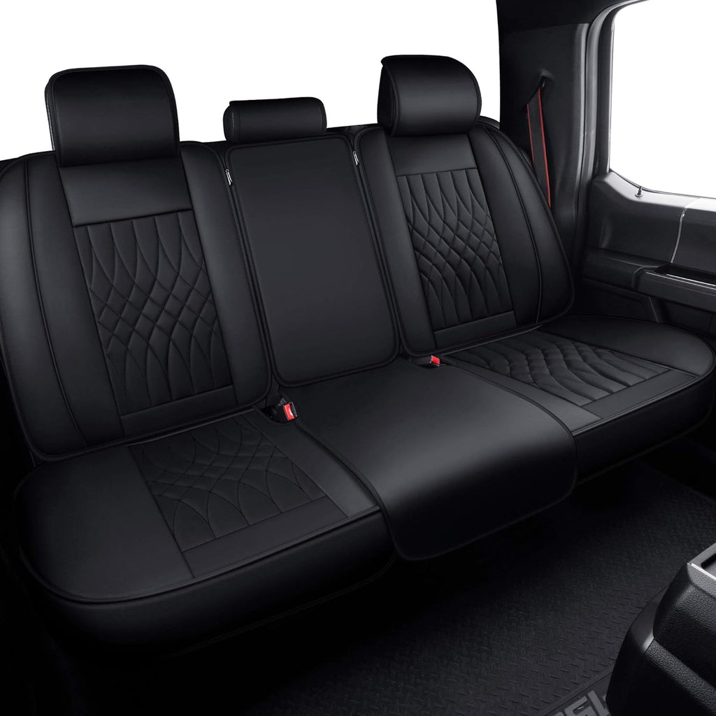 Front and Back Seat Covers Faux Leather Black & Red Full Set E1895