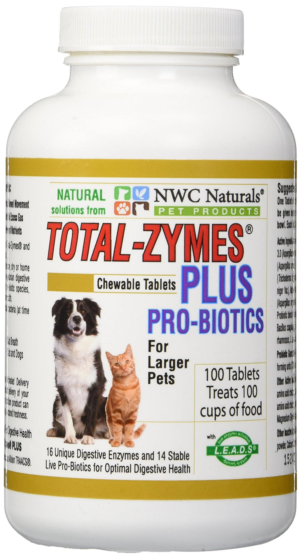 100 Tablets Enzymes and Probiotics for Dogs and Cats Q542