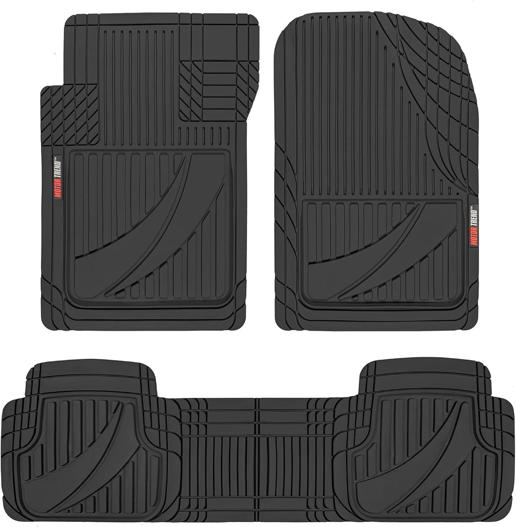 Black Rubber Car Floor Mats 3 Piece All Weather Automotive Liners Z794443