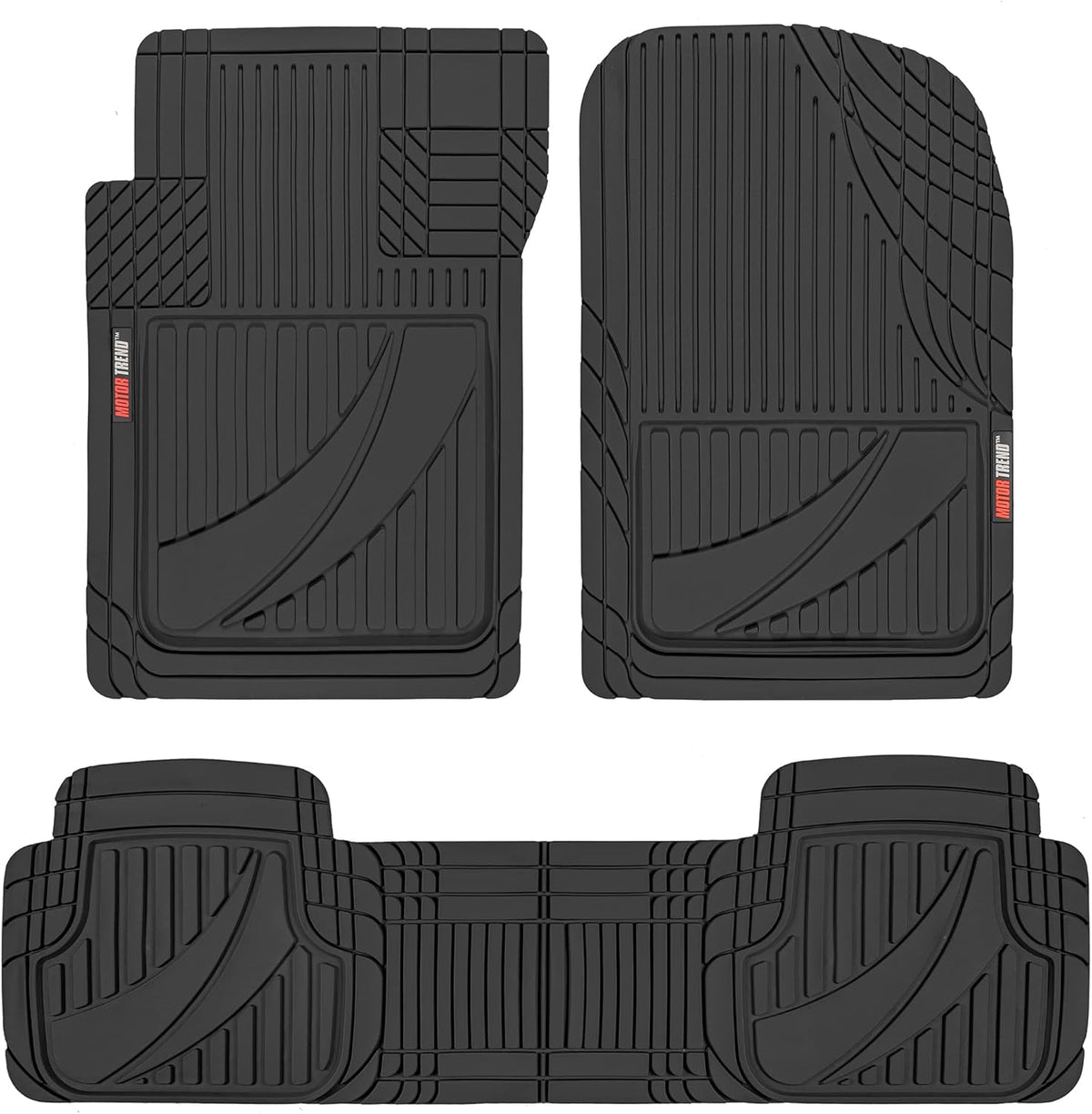 Black Rubber Car Floor Mats 3 Piece All Weather Automotive Liners Z794443