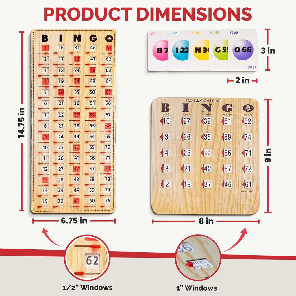 50 Reusable Shutter Bingo Cards with Sliding Windows F7385
