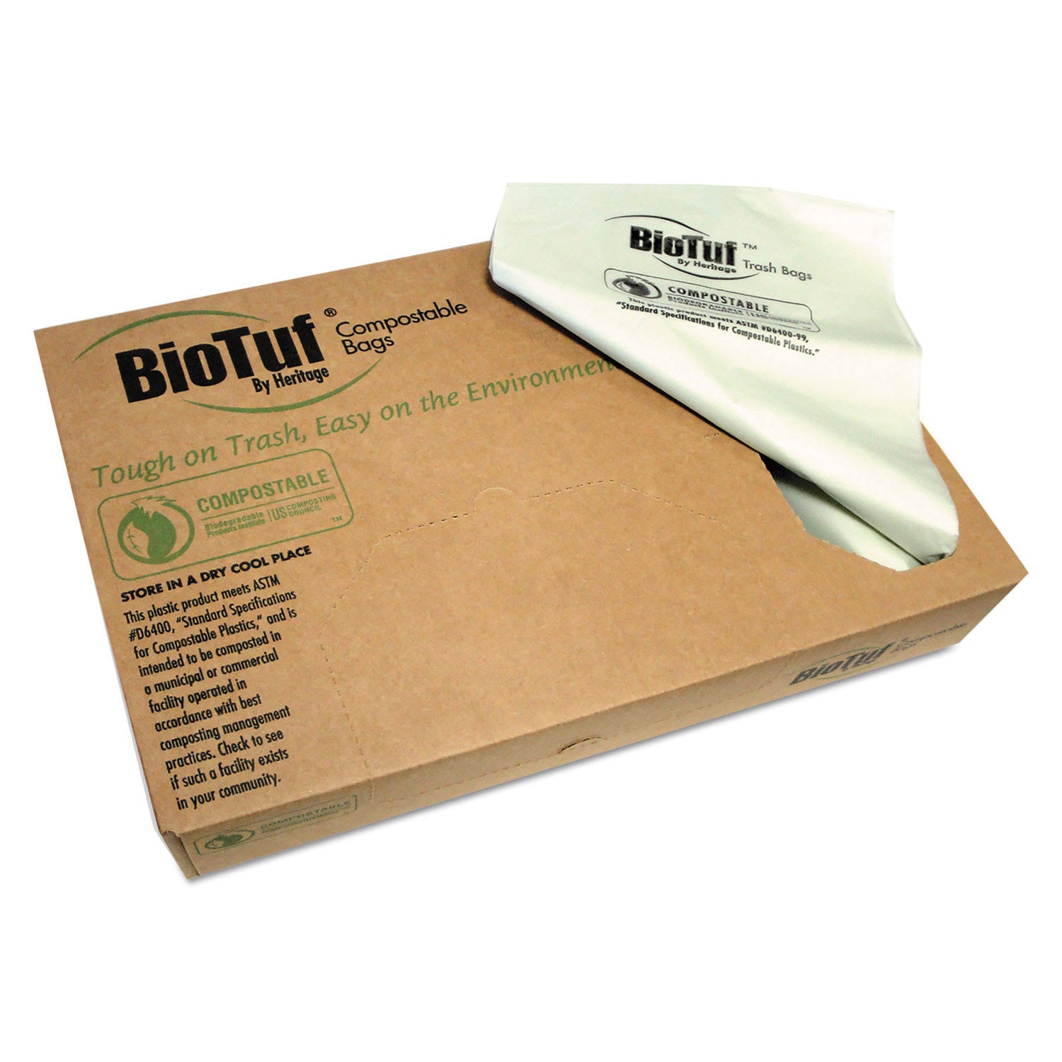 Compostable Can Liners, 64 gal, 0.8 mil, 47x22 x 60 L526299