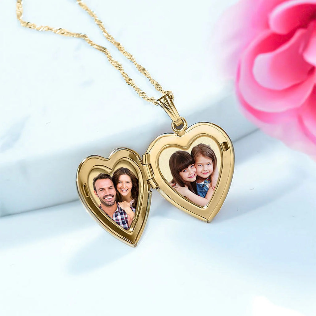 Solid 14K Yellow Gold Mother of Pearl Heart Locket I1947
