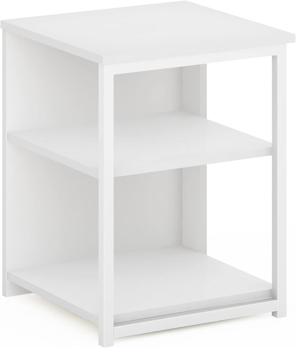 Solid White End Sofa Side Table with Metal Frame W336