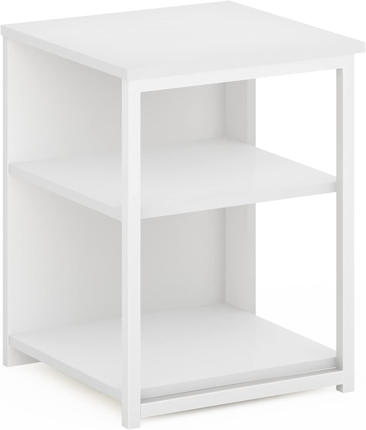 Solid White End Sofa Side Table with Metal Frame W336