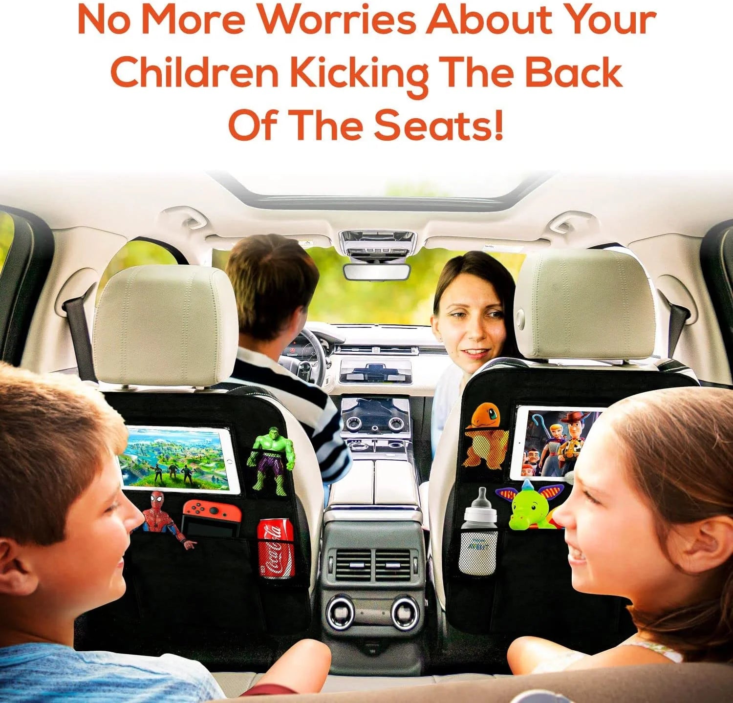 Black 2 Pack X-Large Backseat Car Organizer with 5 Pockets U998504