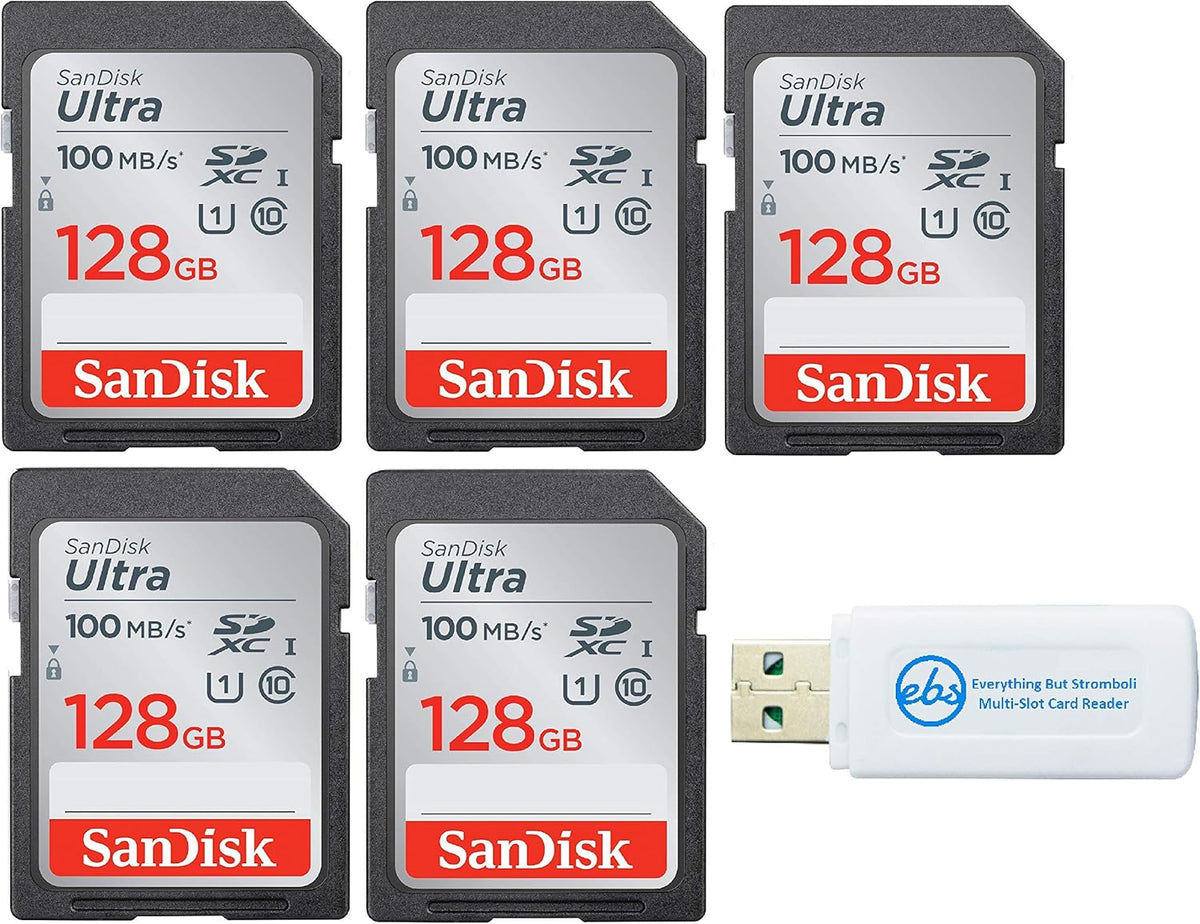 64GB SD Ultra Memory Card (5 Pack) UHS-I Class 10 with Combo Card Reader Pack of 2 X1347