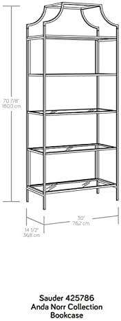5 Shelf Metal Framed Glass Bookcase in Flat White P303