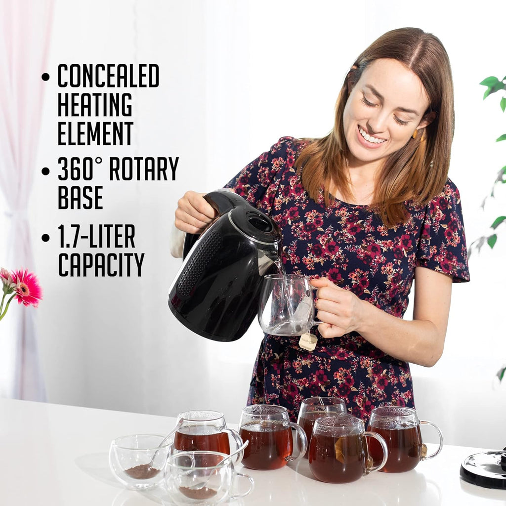 Portable Electric Kettle 1.7 Liter Double Wall Stainless Steel Black L3042