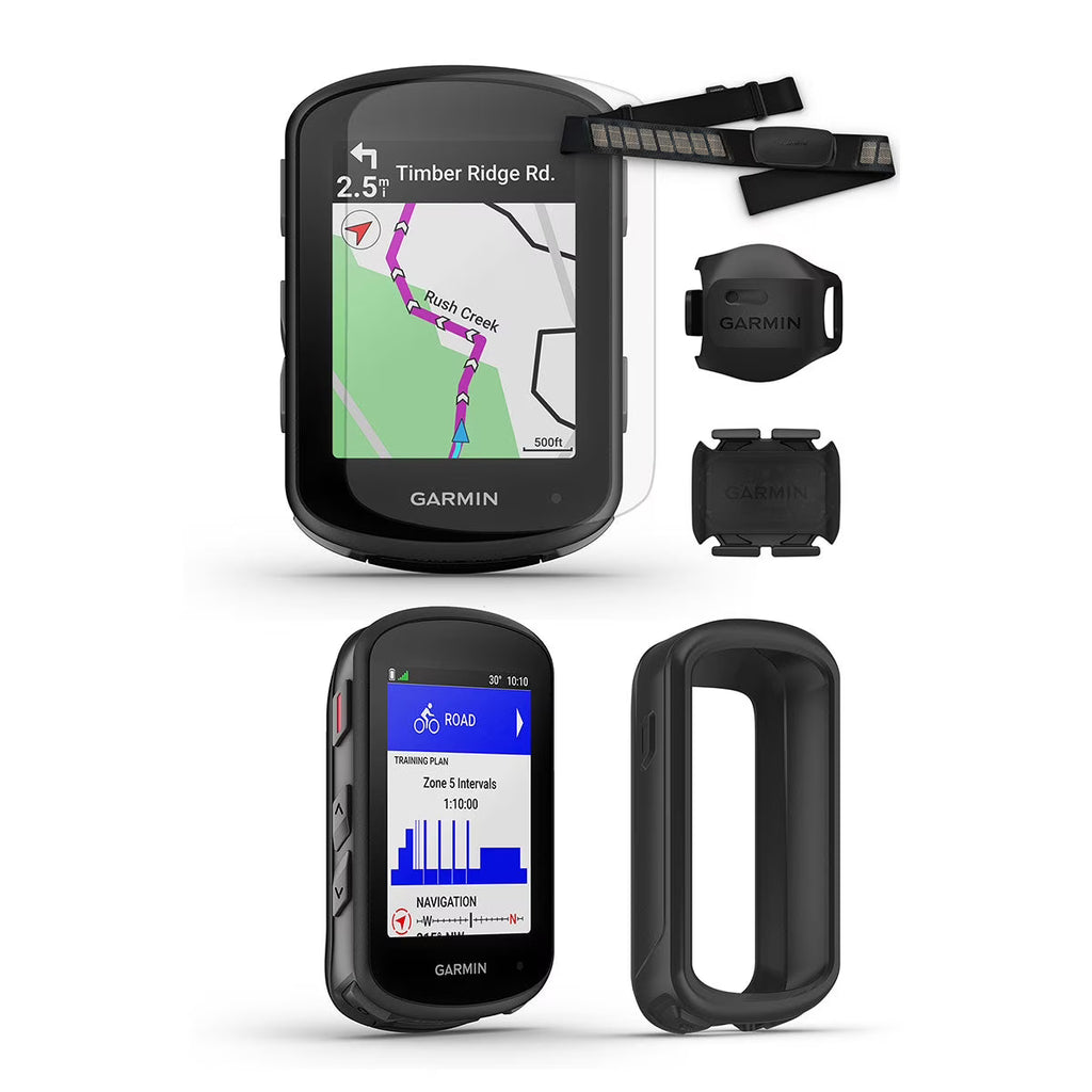 Bike GPS Computer with Speed/Cadence Sensors, HRM-Dual Chest Strap, Silicone Case & Screen Protectors R84671