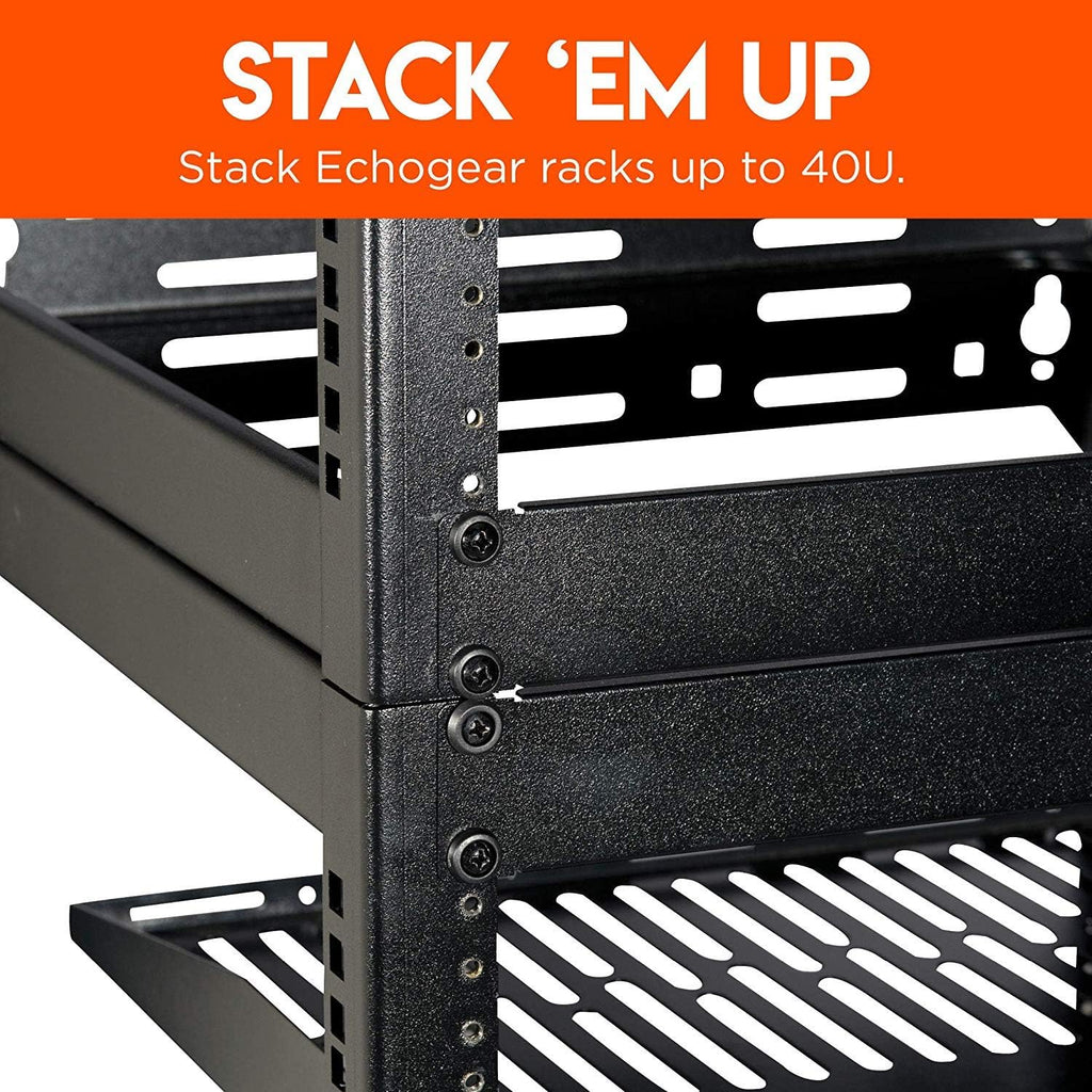 15U Open Frame 4 Post Rack with 2 Vented Shelves E34981