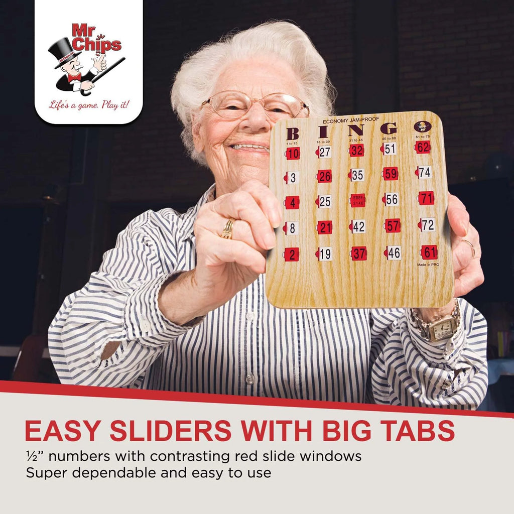 50 Reusable Shutter Bingo Cards with Sliding Windows F7385