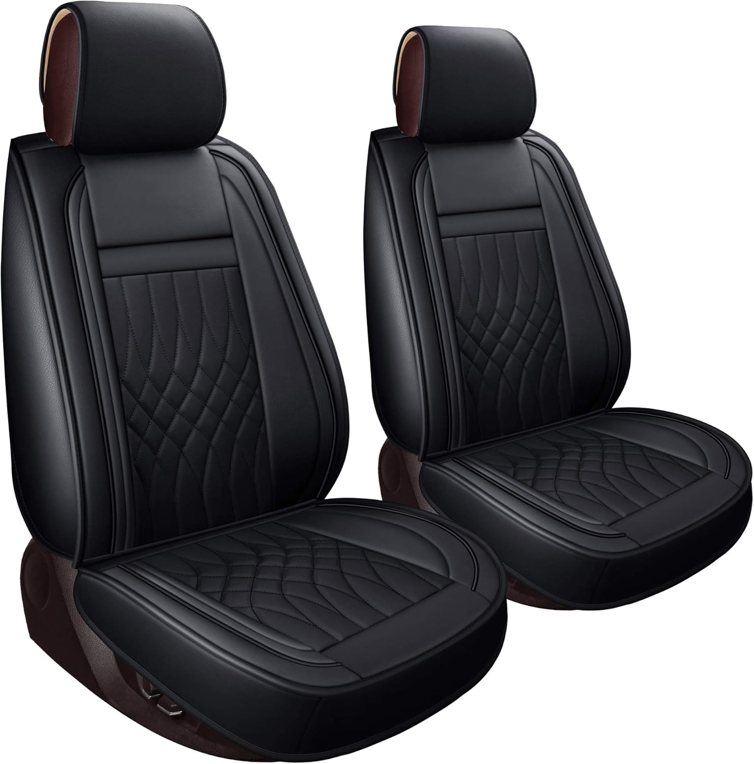Front and Back Seat Covers Faux Leather Black & Red Full Set E1895