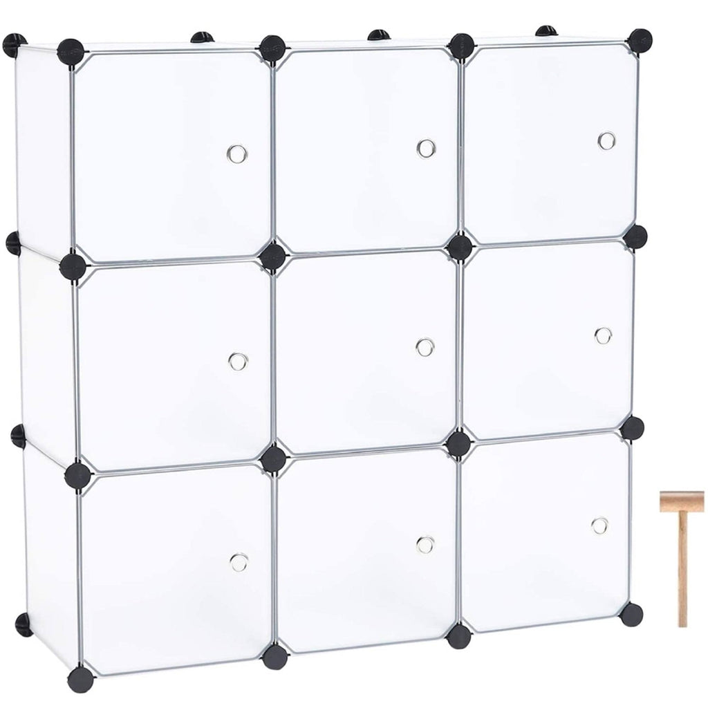 Black 9-Cube Storage Closet Organizer with Doors M4323