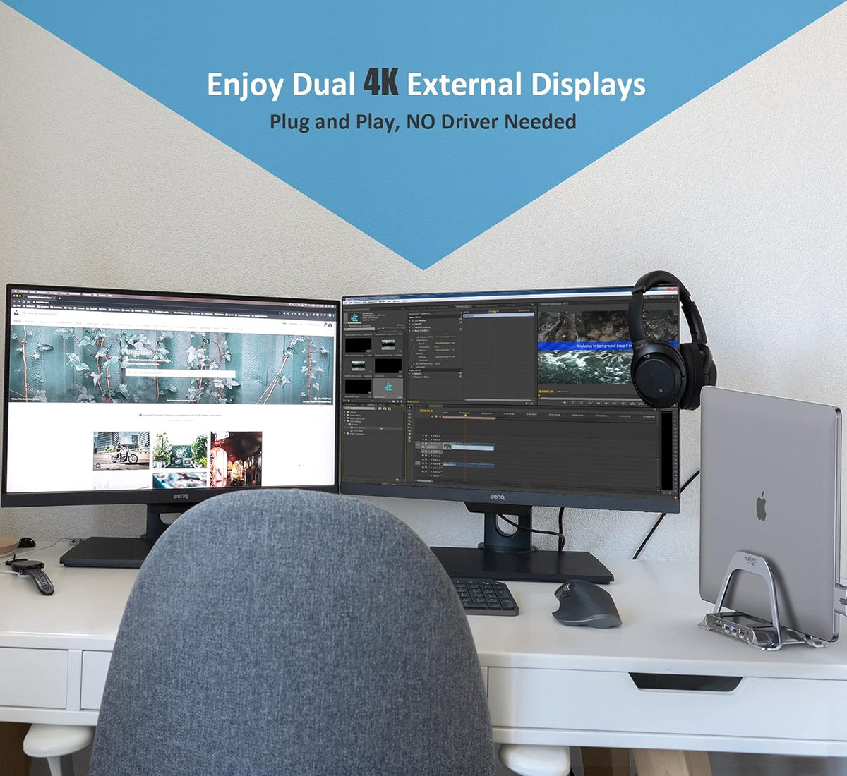 USB C Docking Station Dual Monitor 10 in 2 USB C HUB with Vertical Stand U21003