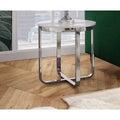 White/Chrome Pedestal End Table J945