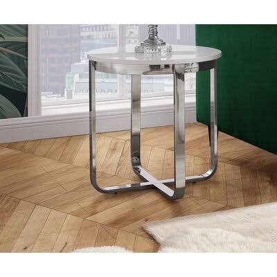 White/Chrome Pedestal End Table J945
