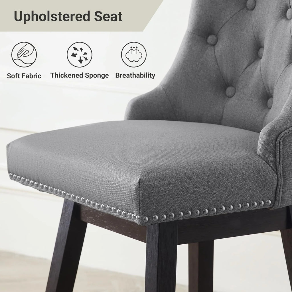 Grey 26” Upholstered Bar Stools Set of 4 with Wood Legs Z62693