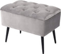 Grey Velvet Ottoman Foot Stool with Steel Legs R9939