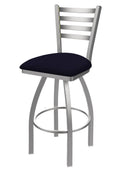 Counter Stool with Stainless Finish, Dark Blue Seat, 360 Swivel V71032