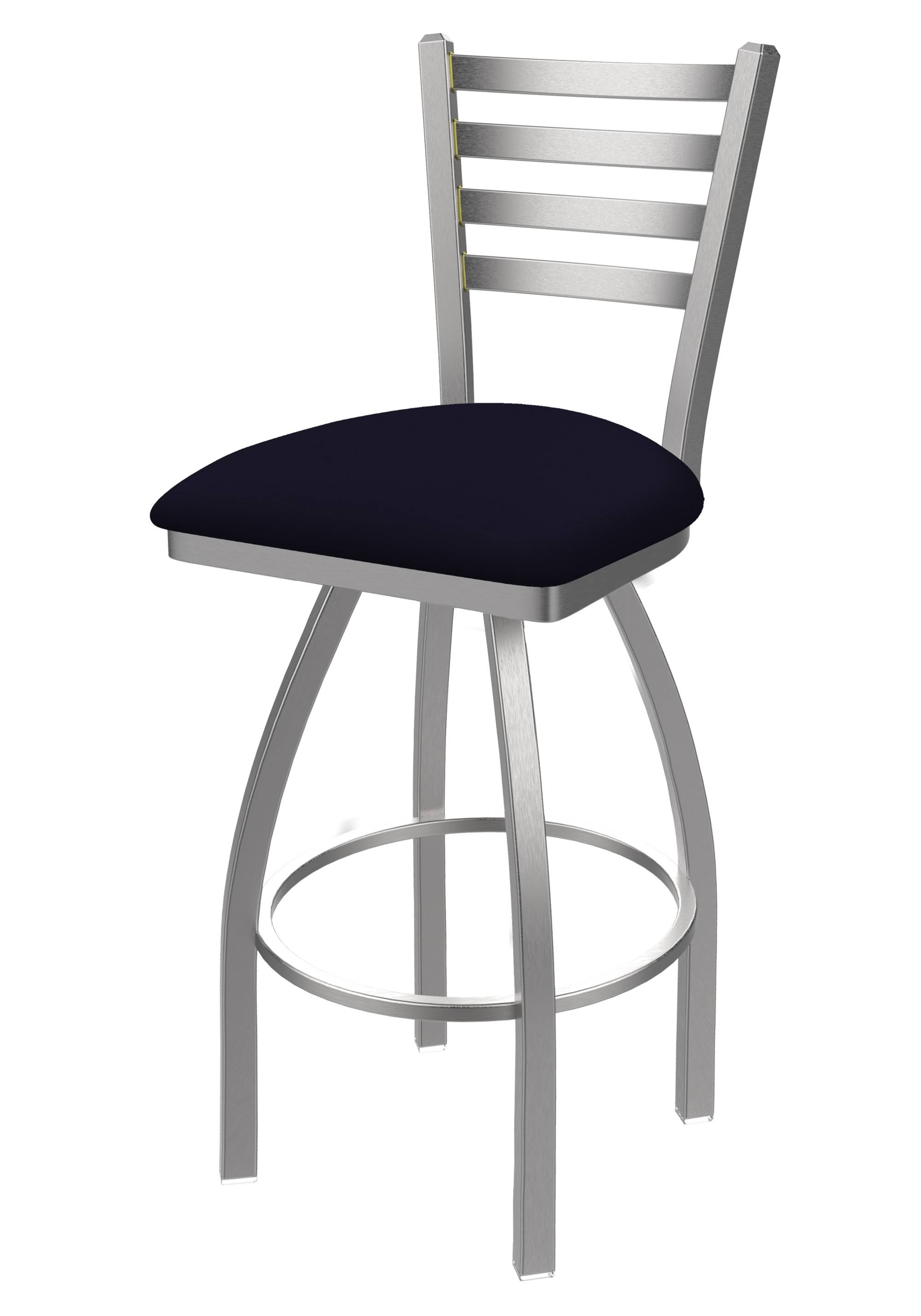 Counter Stool with Stainless Finish, Dark Blue Seat, 360 Swivel V71032