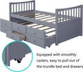 Twin Daybed with Trundle Bed and 3 Storage Drawers White D249