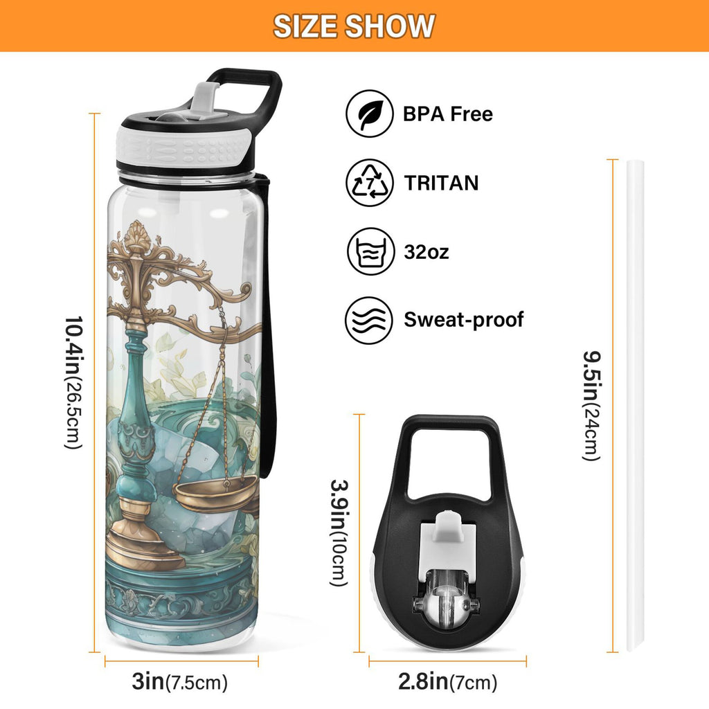 32oz Tritan Leakproof Clear Sports Water Bottle D5646