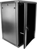 18U Wallmount Cabinet Enclosure 19-Inch Server Network Rack with Locking Glass Door Black L56597
