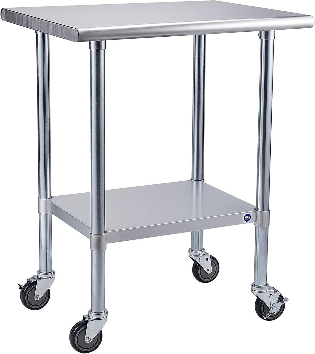 Stainless Steel Table 30x24 Inches with Caster and Adjustable Under Shelf T809789