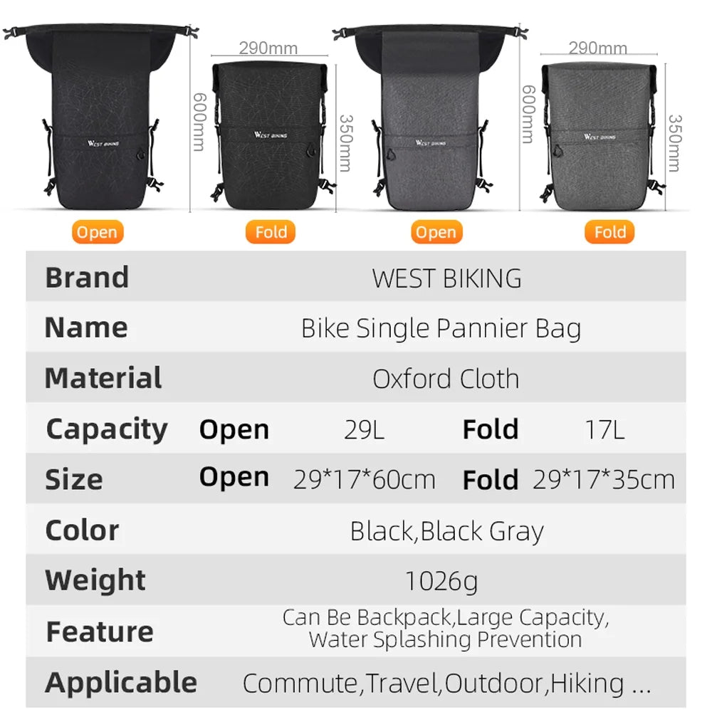Expandable Bike Rear Storage Bag O308760