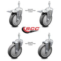 5 inch Thermoplastic Rubber Swivel Stem Caster Set 2 Total Lock Brake F4446