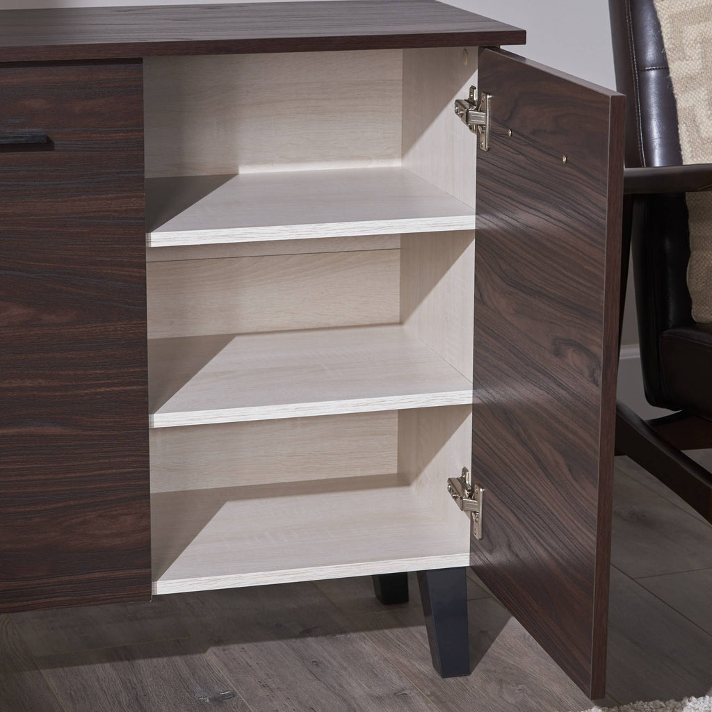 Walnut + Sonoma Oak 3-Shelf Faux Wood Cabinet L36760