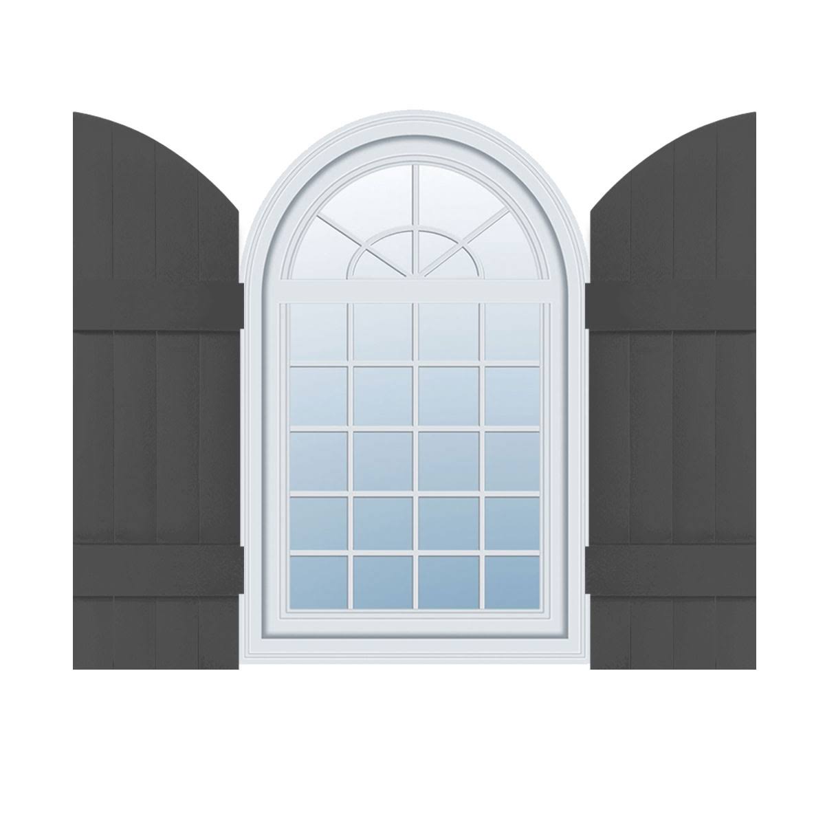 Vinyl Board-n-Batten Shutters with Archtop J457