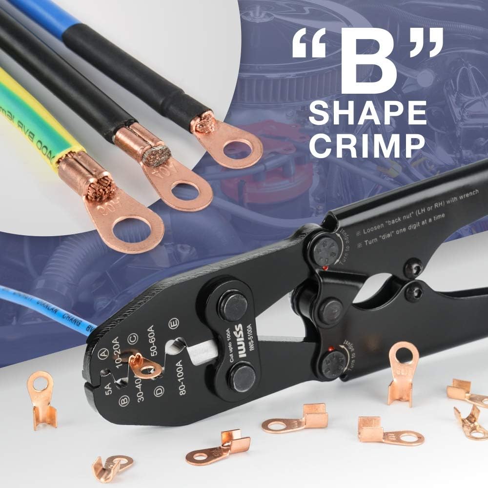 Battery Cable Lug Crimping Tool for Open Barrel Lug, AWG 16-4 Y89040