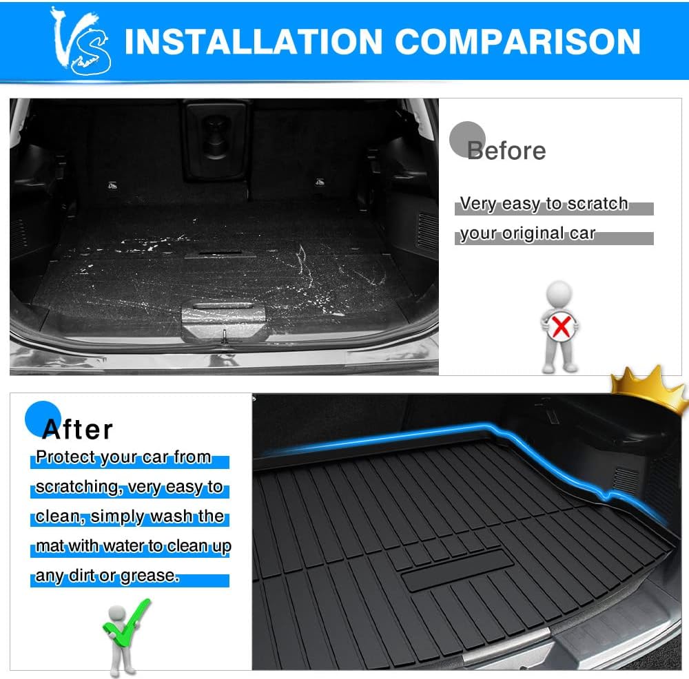 Custom Fit Cargo Liner Trunk Mat for Nissan Rogue 2014-2020 T32, Pack of 2 K80131
