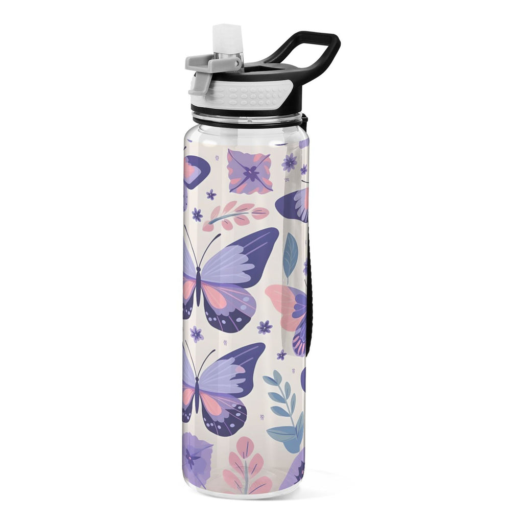Purple 32oz Tritan Water Bottle with Straw Leakproof BPA Free Clear J640711