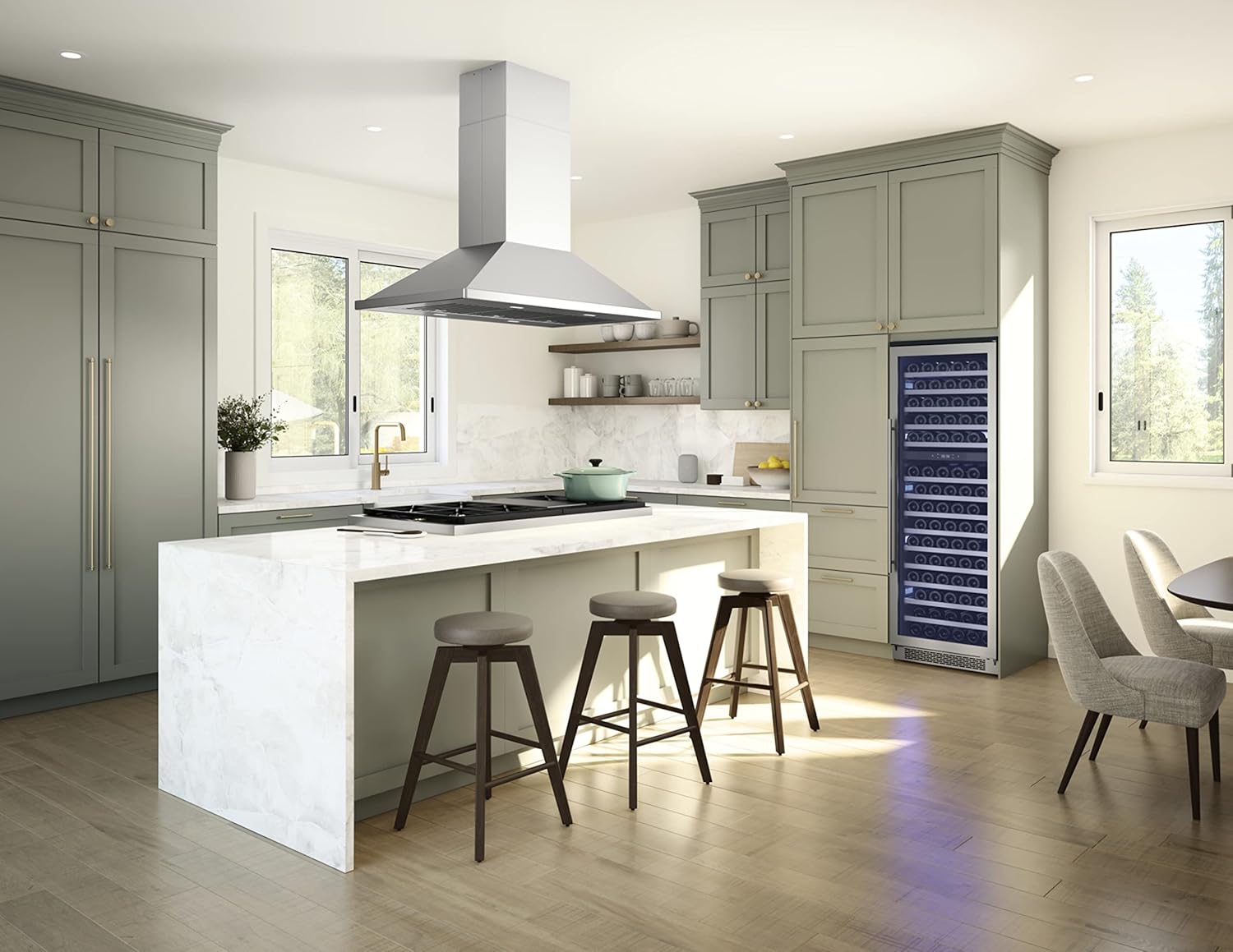 42 Inch Wide Island Range Hood Stainless Steel T992