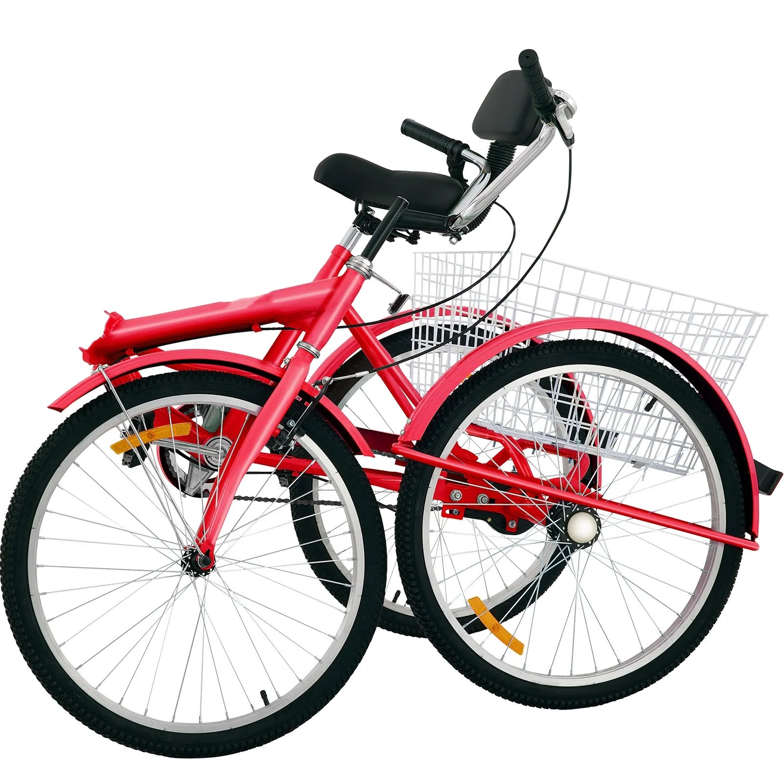 Foldable Adult Tricycle 24'' Wheels 1-Speed 3 Wheel Bikes L5383