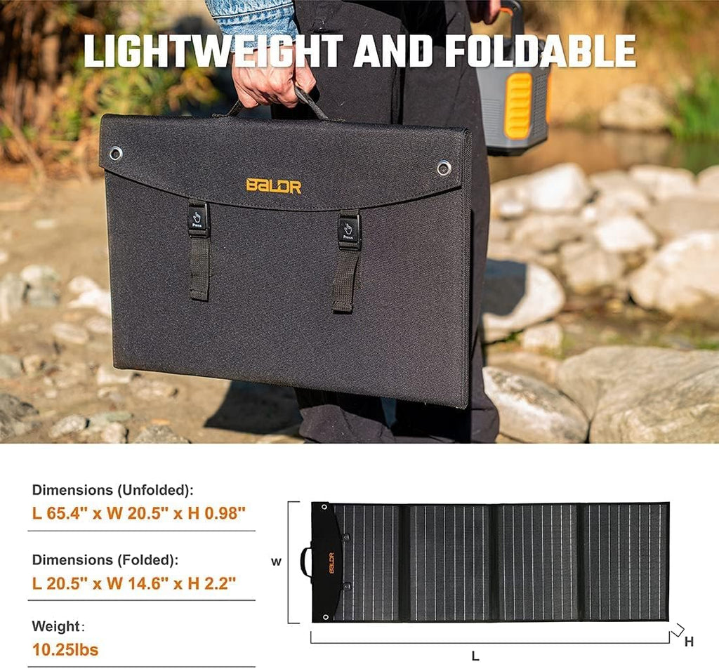 120W Foldable Solar Panel with 2 USB Ports & 18V DC Output H1060