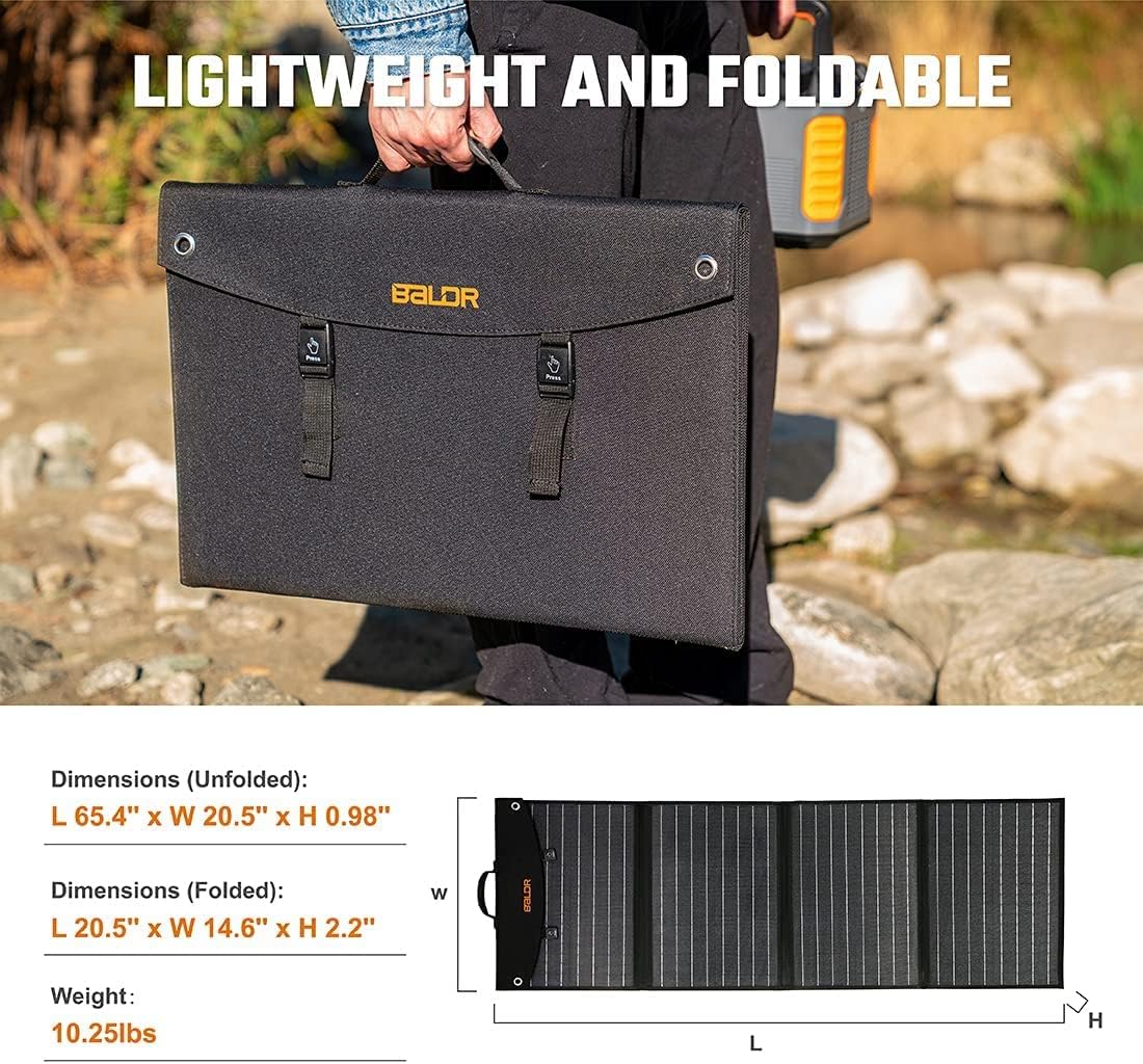 120W Foldable Solar Panel with 2 USB Ports & 18V DC Output H1060