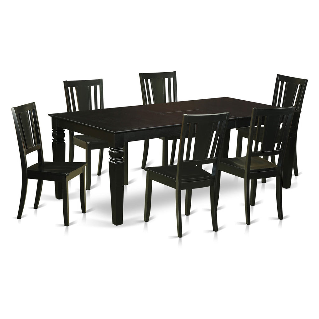 7-piece Wood Dining Table and Chair Set in Black X594