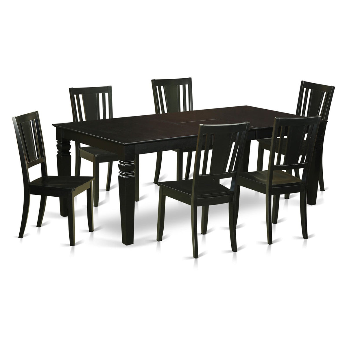 7-piece Wood Dining Table and Chair Set in Black X594